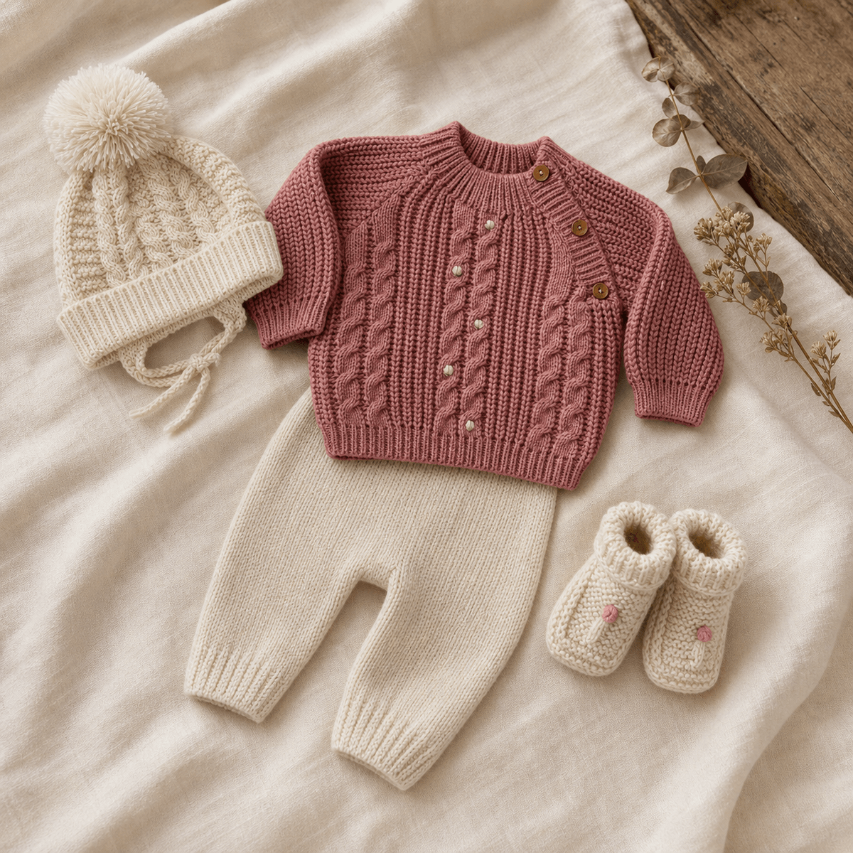 Conjunto tejido Rosa Vieja