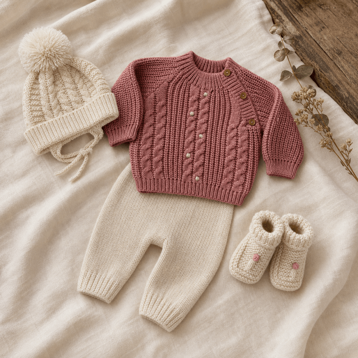 Conjunto tejido Rosa Vieja