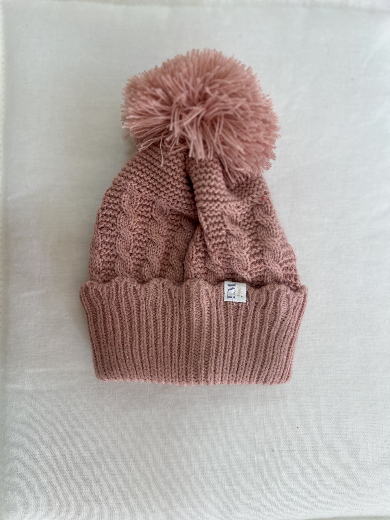 Gorro tejido dralón color rosa viejo